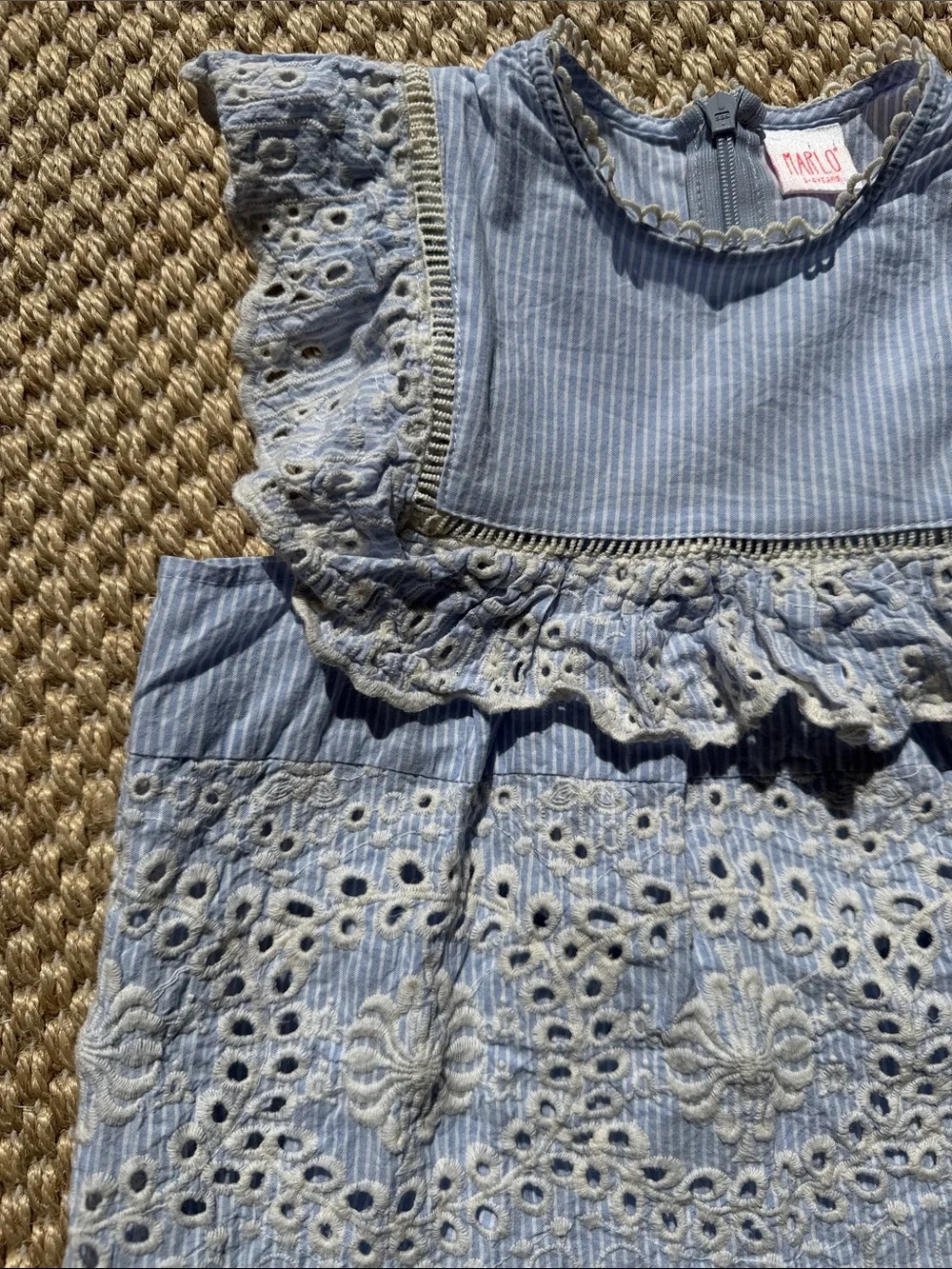 Marlo Kids Girls Light Blue Eyelet Ruffle Two-Piece Matching Set size 3/4 year
